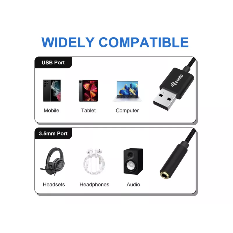 Equip 147945 Audiokabel 0,15 m 3,5 mm USB Typ-A Schwarz