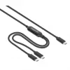 Manhattan Duales USB-C-auf-USB-C-Ladekabel, 100 W, 2 m, Stecker auf zwei Stecker, intelligentes Splitterkabel, lädt zwei Geräte über einen USB-C-PD-Anschluss, liefert bis zu 100 W beim Einzelladen und bis zu 70 W + 28 W beim Doppelladen, geflochtenes Kabel, Aluminiumstecker, Schwarz