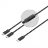 Manhattan Duales USB-C-auf-USB-C-Ladekabel, 100 W, 2 m, Stecker auf zwei Stecker, intelligentes Splitterkabel, lädt zwei Geräte über einen USB-C-PD-Anschluss, liefert bis zu 100 W beim Einzelladen und bis zu 70 W + 28 W beim Doppelladen, geflochtenes Kabel, Aluminiumstecker, Schwarz