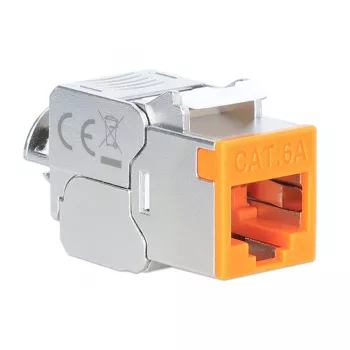 Intellinet Cat6a 10G geschirmter werkzeugloser schlank Keystone Jack, Orange