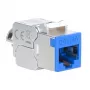 Intellinet Cat6a 10G geschirmter werkzeugloser schlank Keystone Jack, flach, blau, RJ-45, IDC, Buchse, Gold