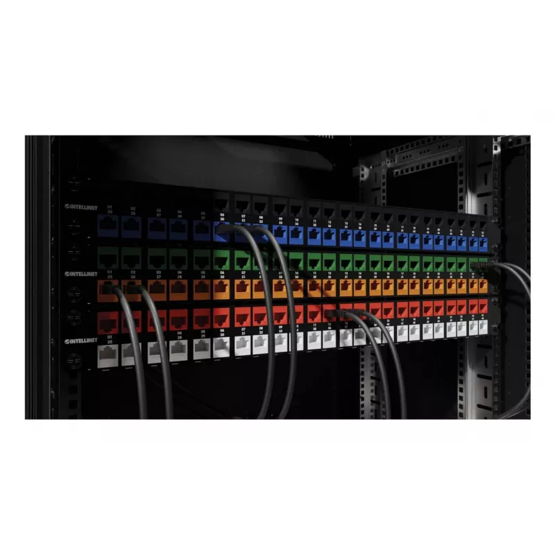 Intellinet Cat6a 10G geschirmter werkzeugloser schlank Keystone Jack, flach, blau, RJ-45, IDC, Buchse, Gold