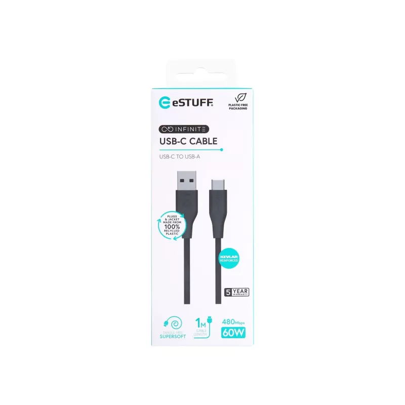 eSTUFF ES605180 USB-Kabel USB 2.0 1 m USB-C USB-A Schwarz