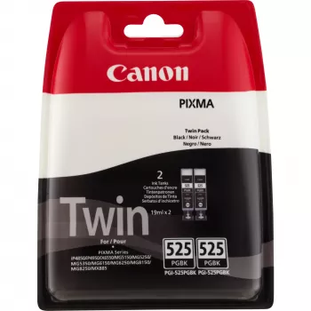 Canon PGI-525PGBK Pigment Schwarz Tintenpatrone (Twin Pack), Schwarz, Pigmentbasierte Tinte, 2 Stück, 682 Seiten, Mehrfachpackung