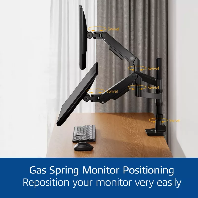 ACT Monitorarm 49 Zoll Office Premium, Gasfeder, Mastmontage, 2 Monitore