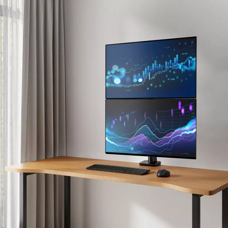 ACT Monitorarm 49 Zoll Office Premium, Gasfeder, Mastmontage, 2 Monitore