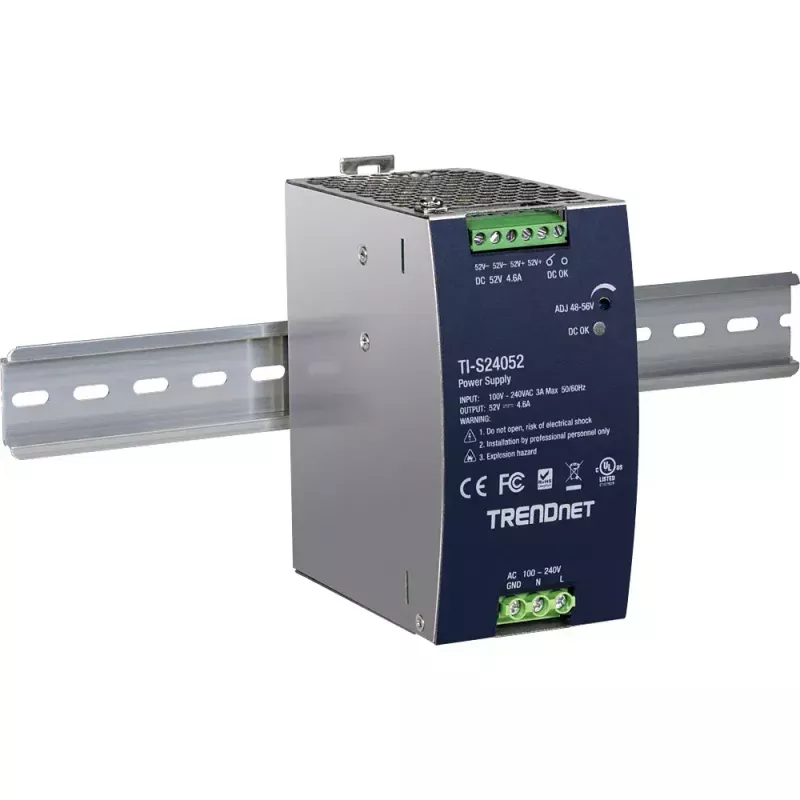 Netzteil TRENDNET TI-S24052 für Netzwerk-Switch, 240W, AC 90–264V, Schutz: OCP/OPP/OVP/OTP/Kurzschluss, schwarz