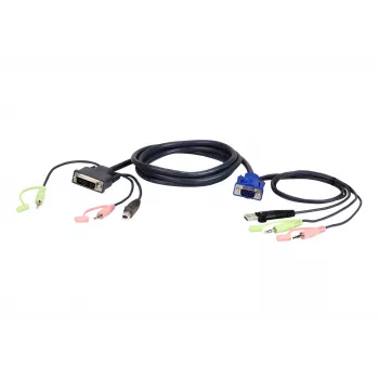 ATEN VGA USB auf DVI 3m KVM-Kabel Schwarz, Blau, Grün, Pink
