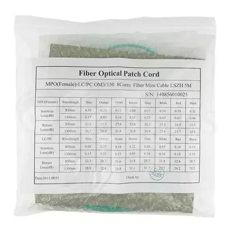 Glasfaserkabel BlueOptics 9380014-10M MPO auf 4x LC, 10 m, OM3, aqua