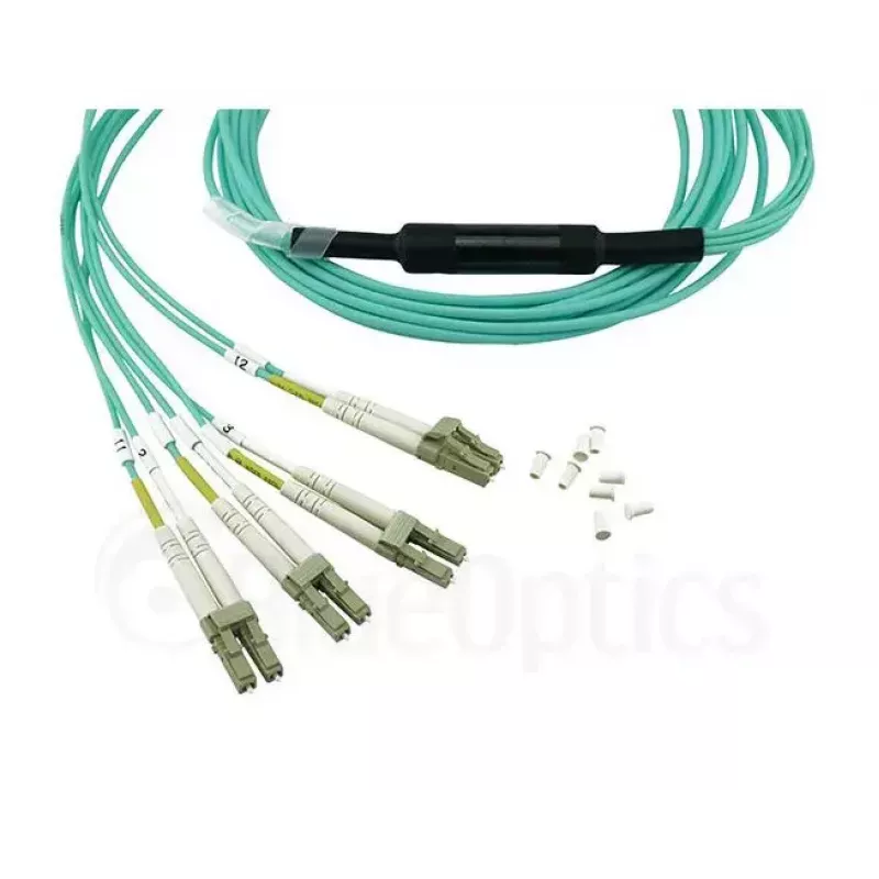 Glasfaserkabel BlueOptics 9380014-10M MPO auf 4x LC, 10 m, OM3, aqua
