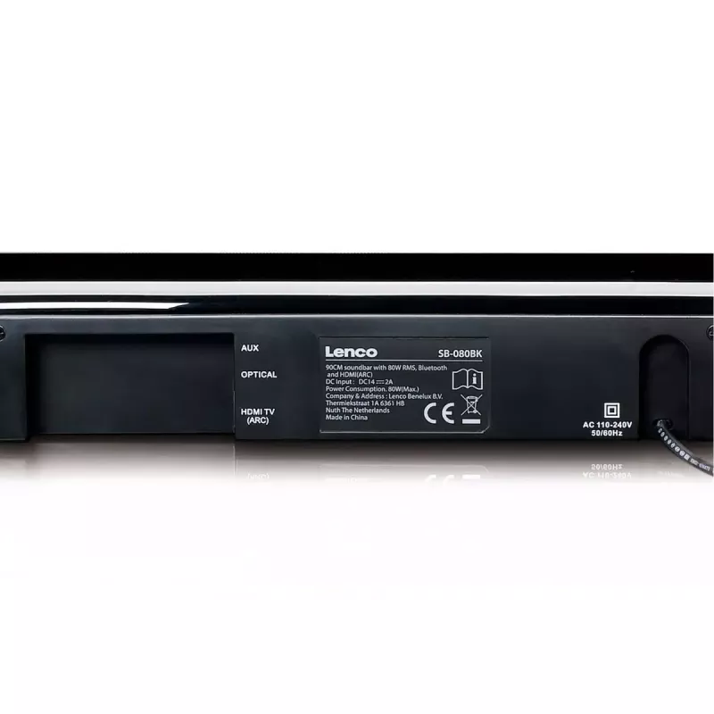 Soundbar-Lautsprecher Lenco SB-080BK Schwarz 2.1 Kanäle 80 W