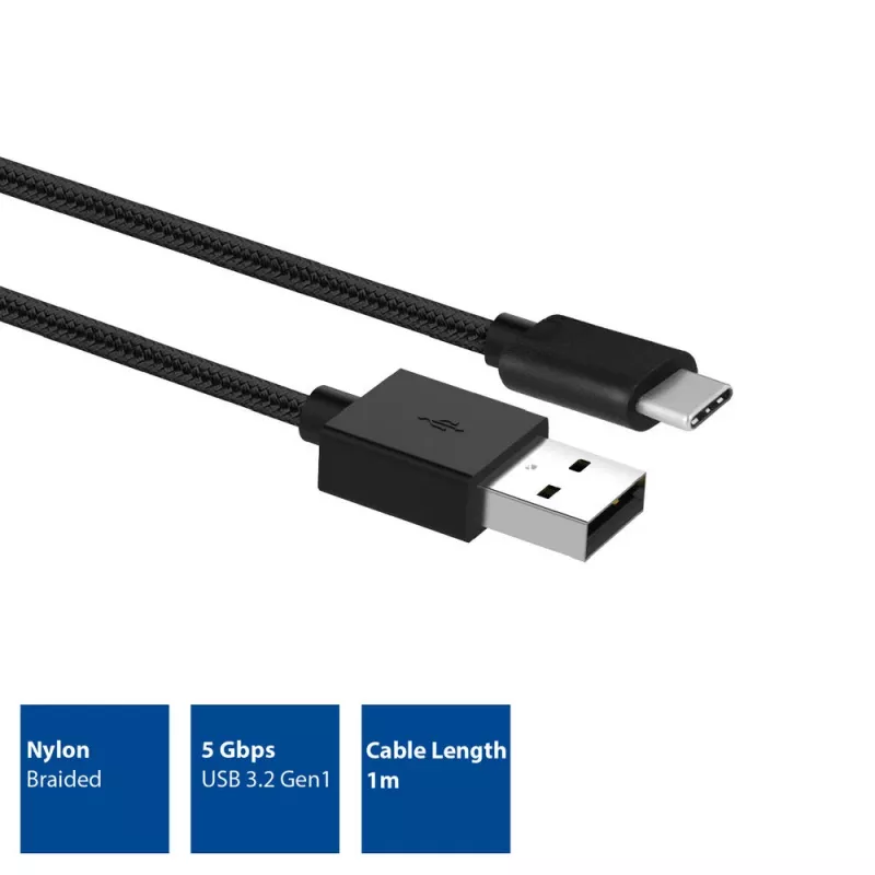 ACT USB 3.2 Gen1 Lade-/Datenkabel A-Stecker - C-Stecker 1 Meter, Nylon