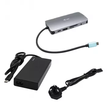 i-tec Metal USB-C Nano Dock HDMI/VGA mit LAN + Universal-Ladegerät 77 W
