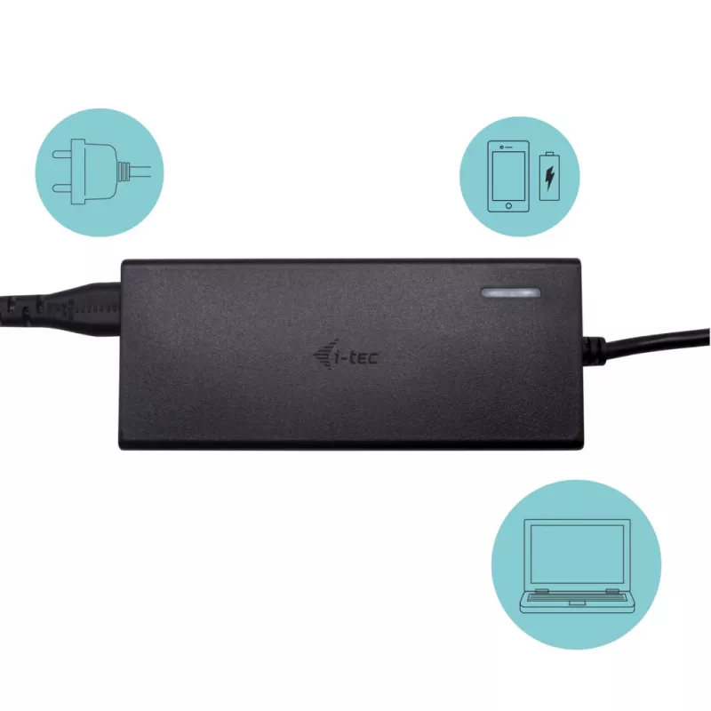 i-tec Metal USB-C Nano Dock HDMI/VGA mit LAN + Universal-Ladegerät 77 W