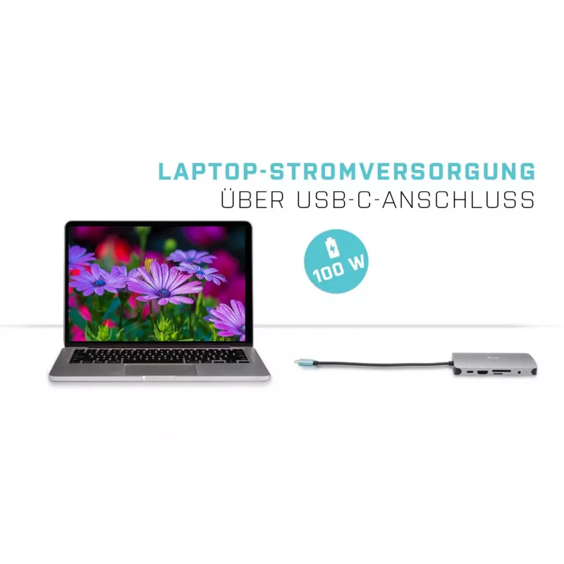 i-tec Metal USB-C Nano Dock HDMI/VGA mit LAN + Universal-Ladegerät 77 W