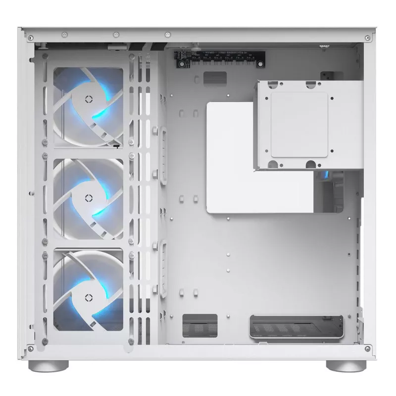 PC-Midi-Tower-Gehäuse Cougar FV150 ARGB Weiß — ATX/Micro-ATX/Mini-ITX, 3x120mm vorne, 1x120mm hinten, 2x3,5-Zoll + 2x2,5-Zoll Einschübe, USB 3.2 Gen1