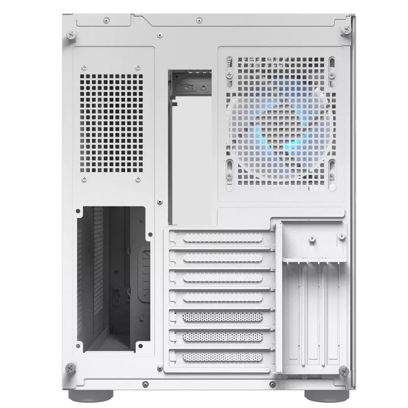 PC-Midi-Tower-Gehäuse Cougar FV150 ARGB Weiß — ATX/Micro-ATX/Mini-ITX, 3x120mm vorne, 1x120mm hinten, 2x3,5-Zoll + 2x2,5-Zoll Einschübe, USB 3.2 Gen1