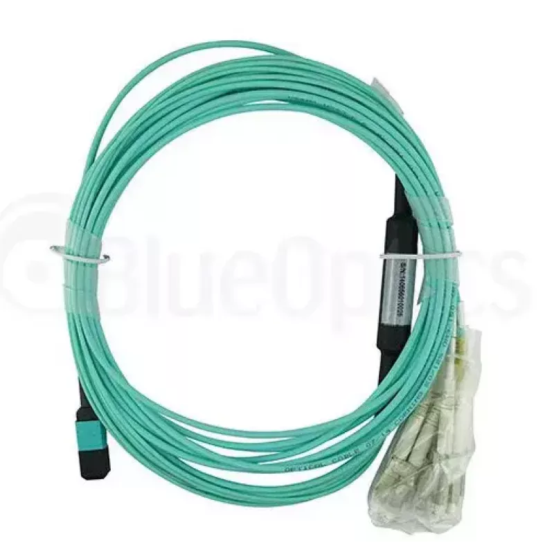 Glasfaserkabel BlueOptics MC6709309-010-BO 10 m OM3 MPO auf 4×LC (50 µm) aqua