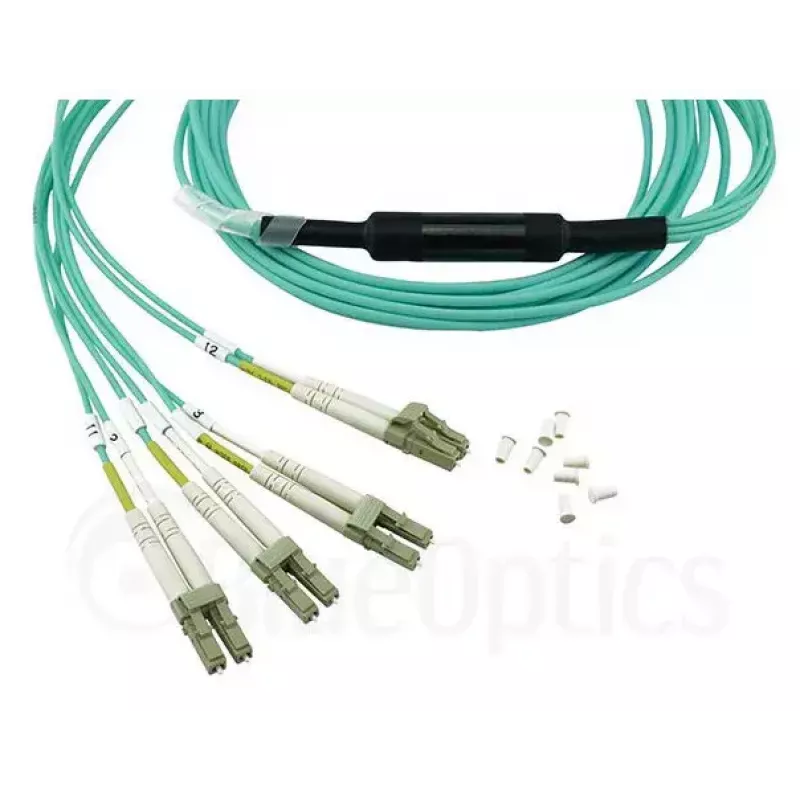 Glasfaserkabel BlueOptics MC6709309-010-BO 10 m OM3 MPO auf 4×LC (50 µm) aqua