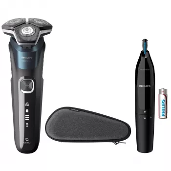 Elektrorasierer Philips SHAVER Series 5000 S5889/11 Nass- und Trockenrasierer Rotationsrasierer SteelPrecision-Klingen