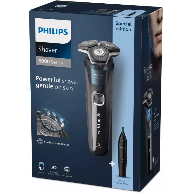 Elektrorasierer Philips SHAVER Series 5000 S5889/11 Nass- und Trockenrasierer Rotationsrasierer SteelPrecision-Klingen