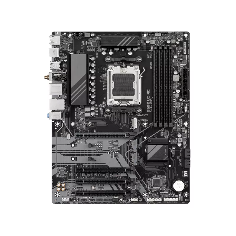 GIGABYTE B650 UD AC Motherboard - AMD Ryzen 9000 Serie CPUs, 6+2+2 Phasen VRM, bis zu 8000MHz DDR5 (OC), 1xPCIe 5.0 + 2xPCIe 4.0 M.2, GbE LAN, WIFI 5, USB 3.2 Gen 2