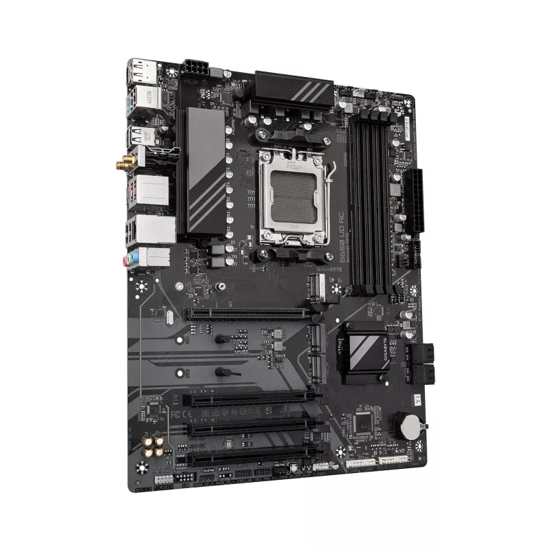 GIGABYTE B650 UD AC Motherboard - AMD Ryzen 9000 Serie CPUs, 6+2+2 Phasen VRM, bis zu 8000MHz DDR5 (OC), 1xPCIe 5.0 + 2xPCIe 4.0 M.2, GbE LAN, WIFI 5, USB 3.2 Gen 2