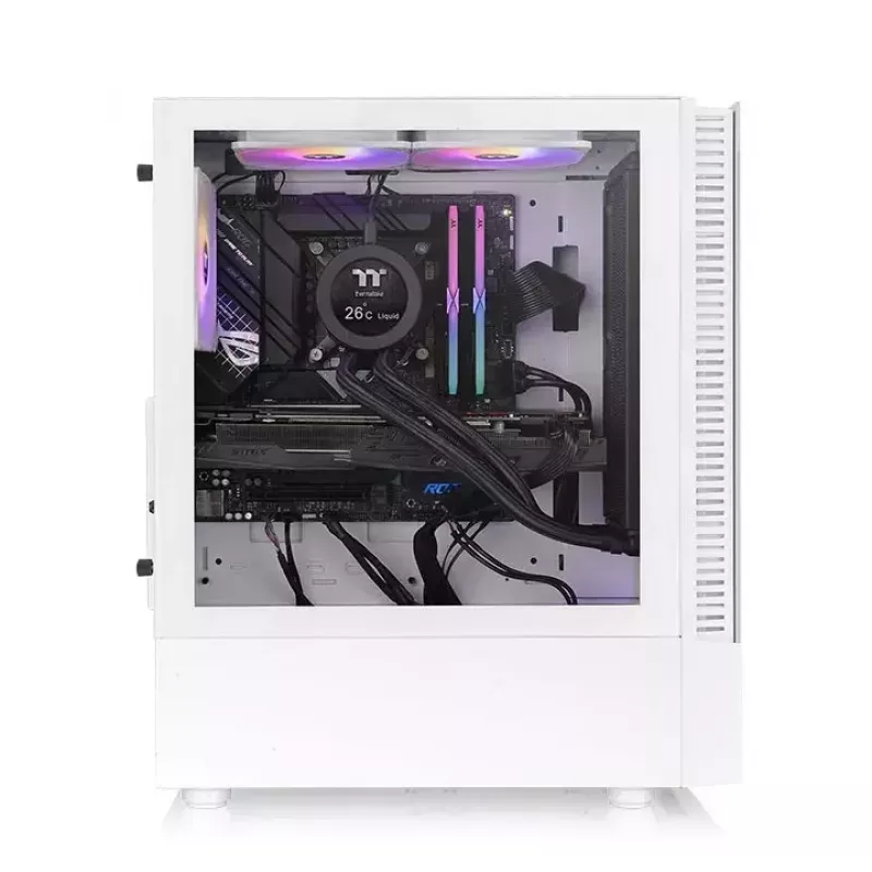 PC-Gehäuse Thermaltake View 200 TG Snow ARGB Midi Tower Weiß