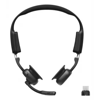 SHOKZ OpenMeet UC Kabelloses Bluetooth-Knochenleitungs-Videokonferenz-Headset mit USB-C-Adapter