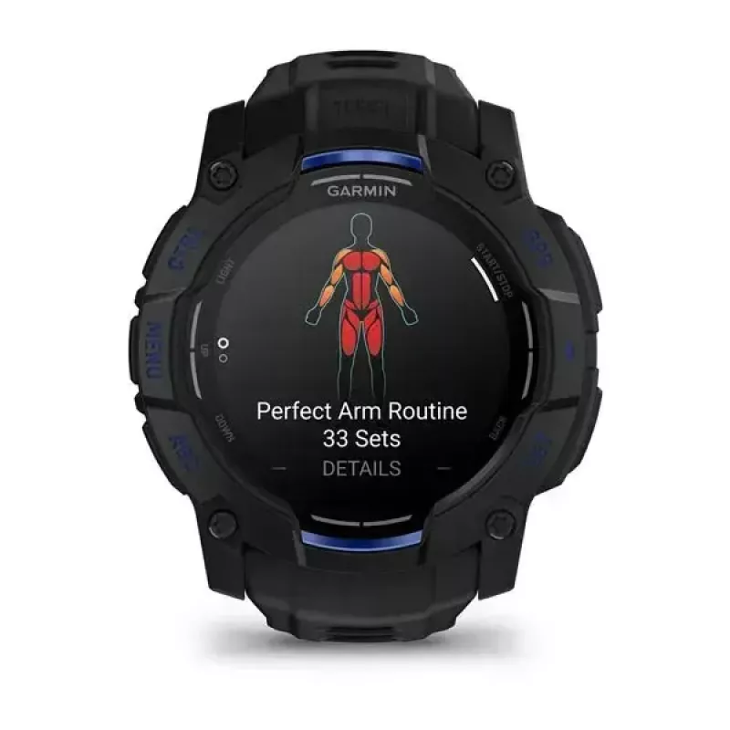 Smartwatch GARMIN Instinct 3 45 mm, 1,3 Zoll AMOLED, 416×416, GPS, Aluminium/GFRP-Gehäuse, Silikonarmband