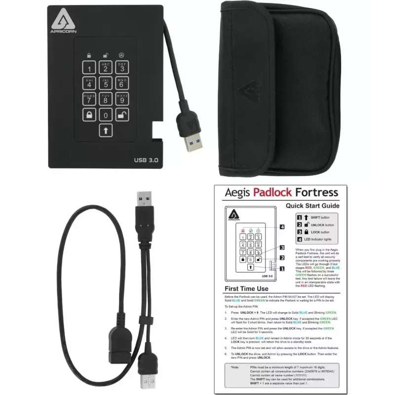 SSD-Laufwerk Apricorn 256 GB USB 3.2 Gen 1 Schwarz A25-3PL256-S256F