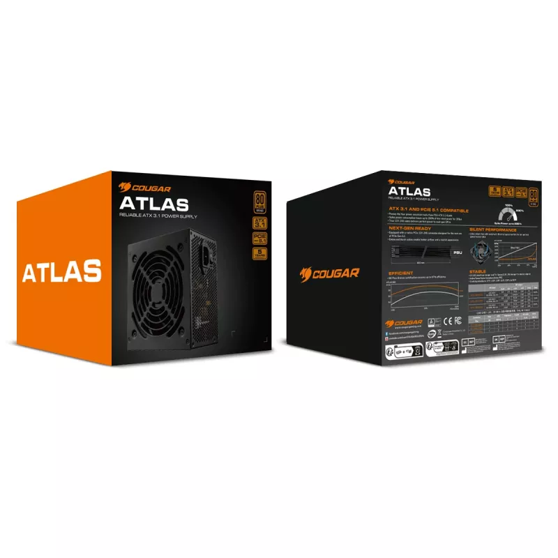 Netzteil Cougar ATLAS 750W ATX3.1 80 Plus Bronze, 750 W, 24-pol ATX, 120 mm Lüfter