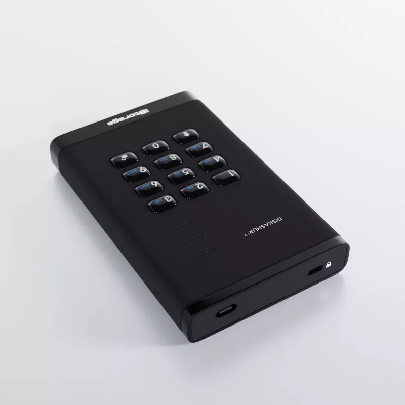 iStorage diskAshur³ 5 TB Schwarz | Sichere tragbare Festplatte | FIPS 140-3 Level 3 konform | Common Criteria EAL 5+ | PIN-geschützt | AES-XTS 256-Bit-Hardwareverschlüsselung | DSGVO, TAA-konform | Staub-/Wasserbeständig |