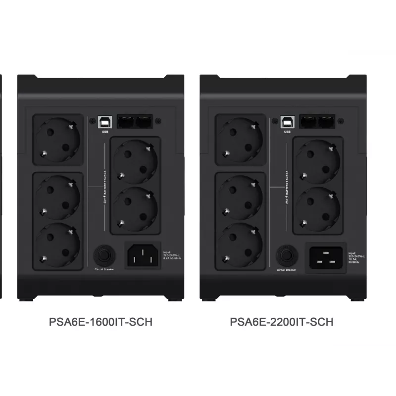 Vertiv PowerUPS 200 Essential PSA6E-1600IT-SCH, 1600VA/925W, Line-Interactive, 1,6 kVA, 925 W, Sinus, 140 V, 290 V