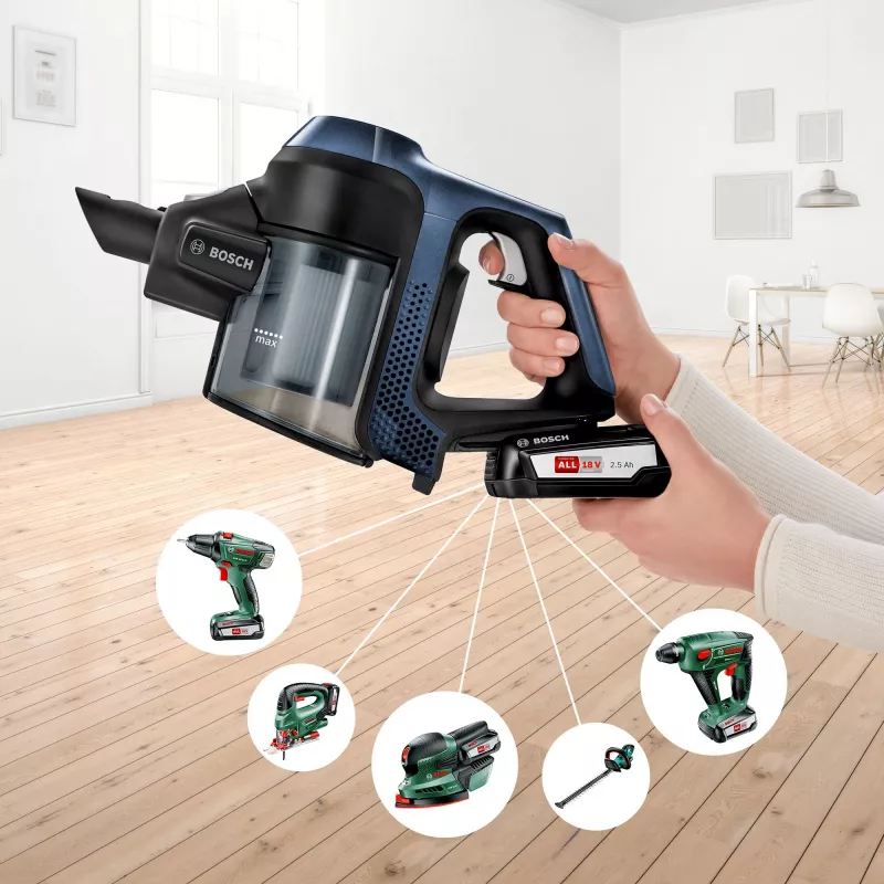 Bosch Serie 6 BBS611PCK Stabstaubsauger/Elektrobesen 2-in-1-Stabstaubsauger Batterie Trocken Hygiene-Filter Beutellos Blau 2,5 Ah