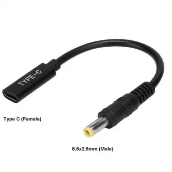 CoreParts MBXUSBC-CO0005 Kabeladapter USB C 5,5*2,5 mm Schwarz