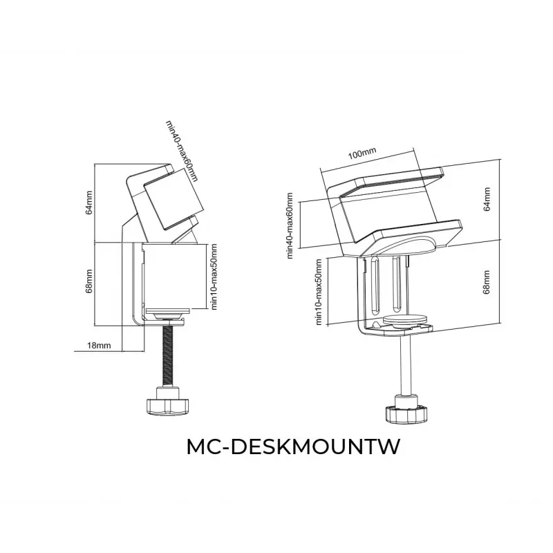 MicroConnect MC-DESKMOUNTW Tischklemme für Steckdosenleisten