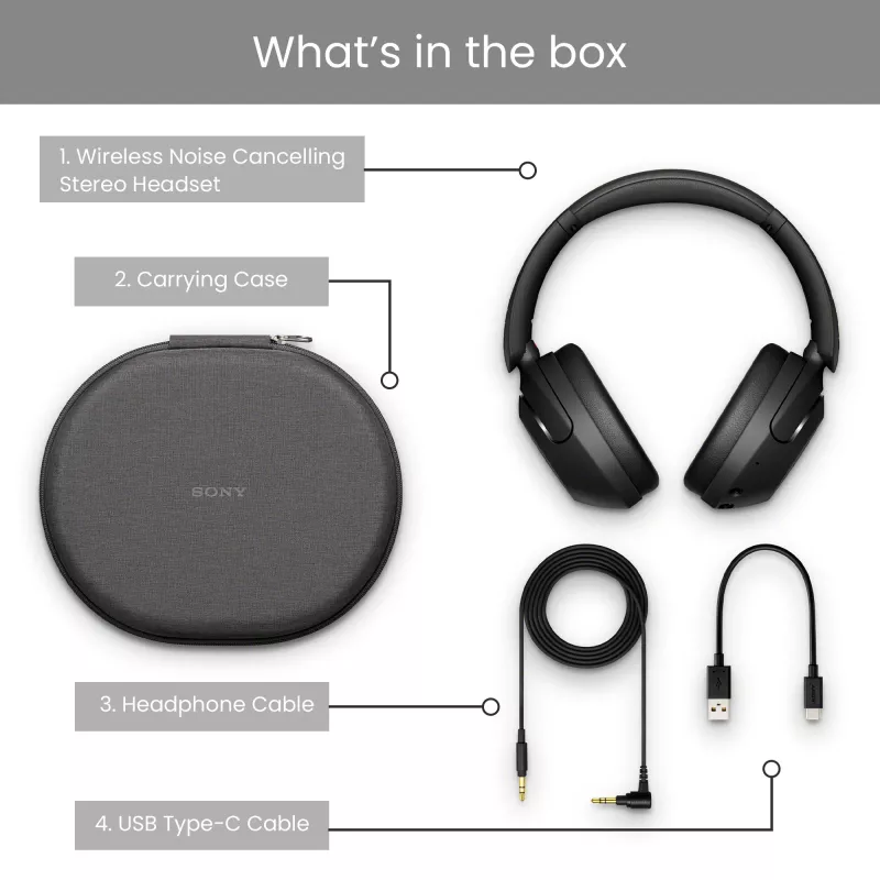 Sony WH-XB910N - Schwarz, Kabellos, Anrufe/Musik, 7 - 25000 Hz, 252 g, Kopfhörer, Schwarz