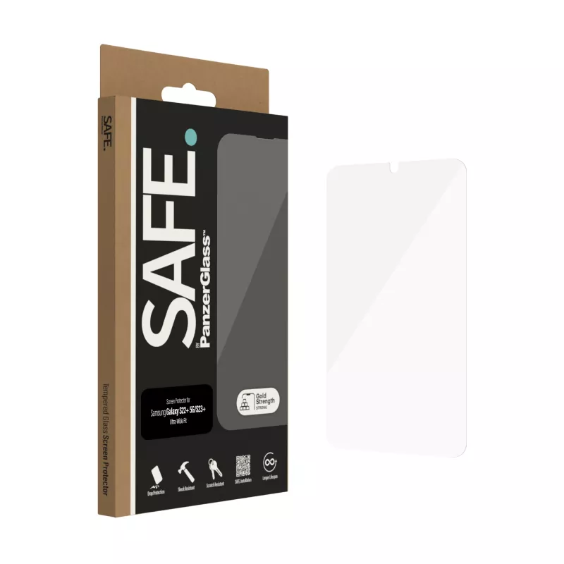 Bildschirmschutz PanzerGlass SAFE. von ® Samsung Galaxy S22 Plus S23 Plus Ultra-Wide Fit kratzfest stoßfest