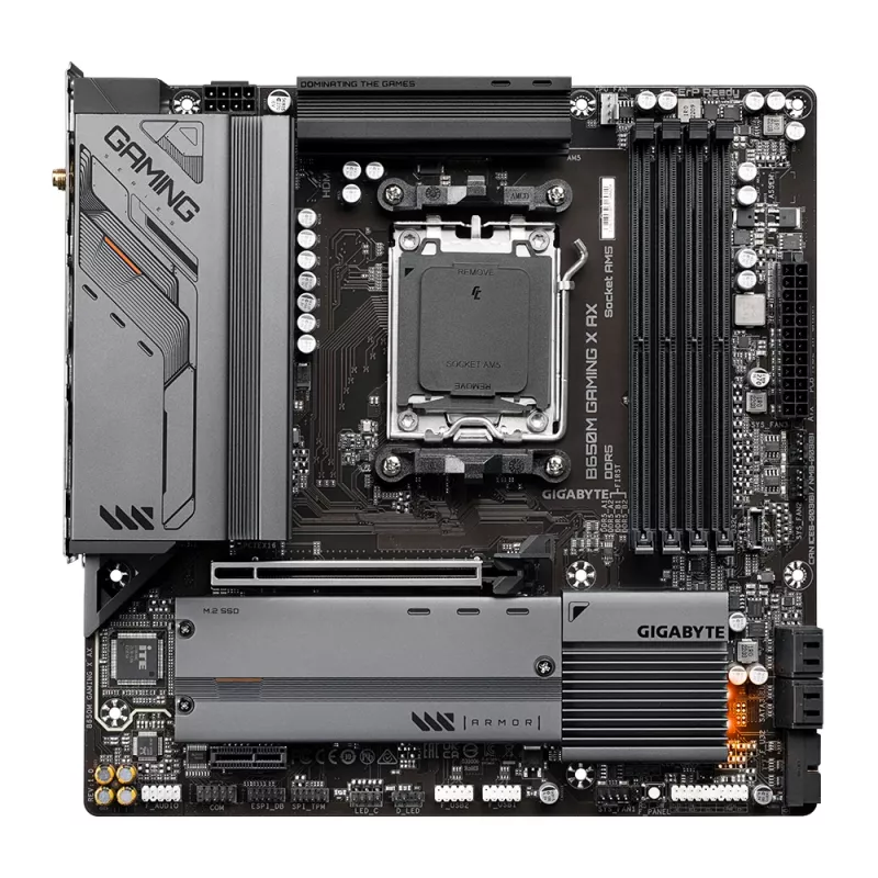 Motherboard GIGABYTE B650M GAMING X AX — AMD B650, Sockel AM5, Micro ATX, DDR5, 4 DIMM, 2x M.2, Wi‑Fi 6E, 2.5GbE