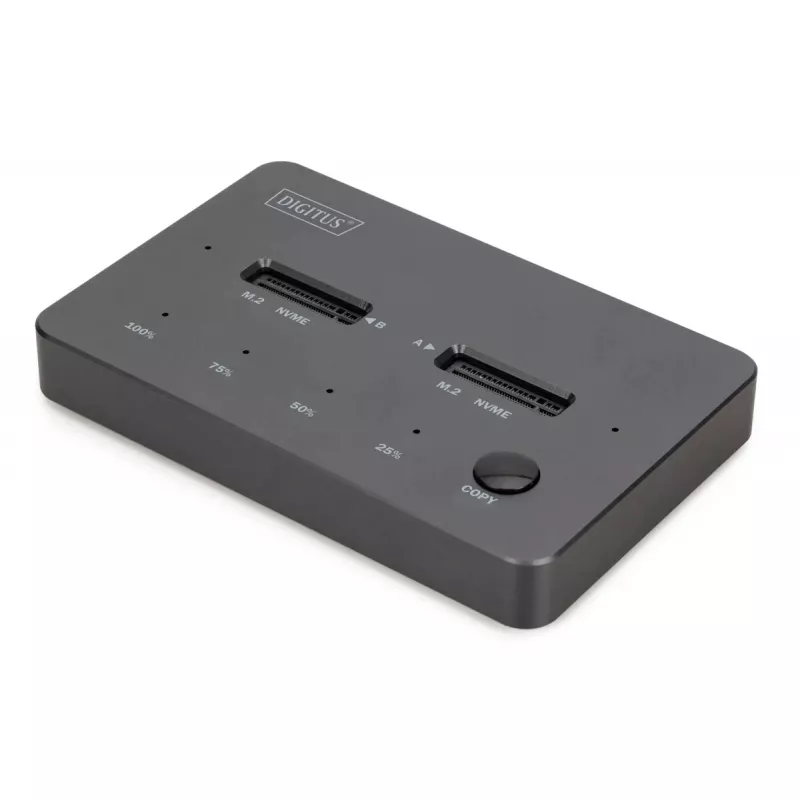Externe NVMe M.2 SSD-Klonstation DIGITUS DA-71545-1, USB 3.2 Gen 2 Type-C, unterstützt 2 M.2-Laufwerke, schwarz