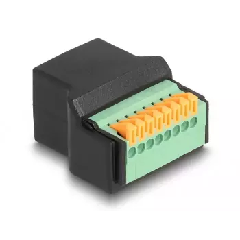 DeLOCK RJ45-Buchse auf Klemmleisten-Adapter Schwarz Grün 1 Stk.
