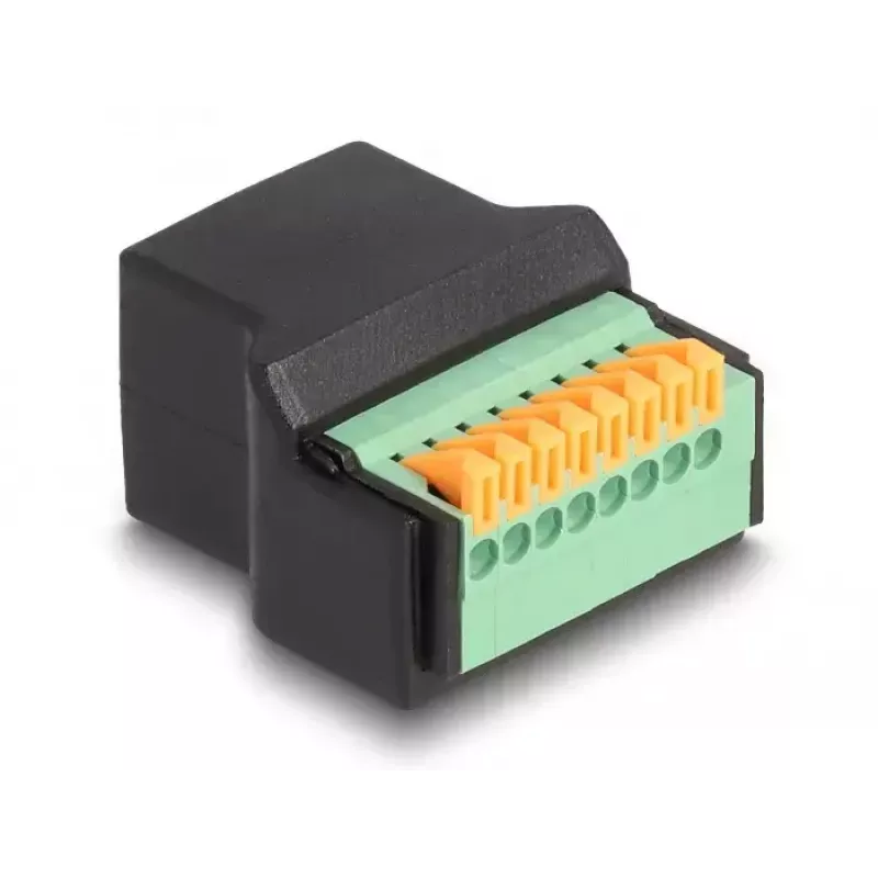 DeLOCK RJ45-Buchse auf Klemmleisten-Adapter Schwarz Grün 1 Stk.