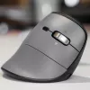 BakkerElkhuizen FastForward Pro Maus, Rechtshänder, Vertikales Design, Optisch, RF Wireless + Bluetooth + USB Typ-C, 5000 DPI, Schwarz, Grau