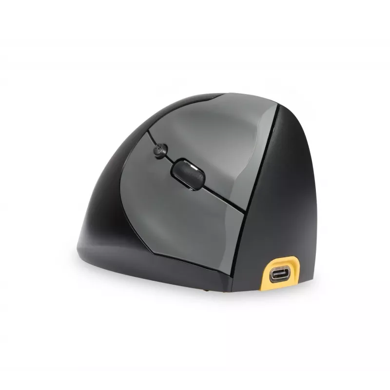 BakkerElkhuizen Handshake Maus Rechts, Rechtshändig, Vertikales Design, Optisch, RF Wireless + Bluetooth + USB Typ-C, 6400 DPI, Schwarz, Grau