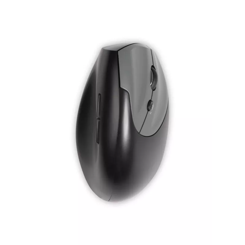 BakkerElkhuizen Handshake Maus Rechts, Rechtshändig, Vertikales Design, Optisch, RF Wireless + Bluetooth + USB Typ-C, 6400 DPI, Schwarz, Grau