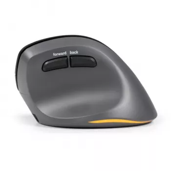 BakkerElkhuizen PRF Pro Maus Rechts, Rechtshänder, Vertikales Design, Optisch, RF Wireless + Bluetooth + USB Typ-C, 2400 DPI, Schwarz, Grau