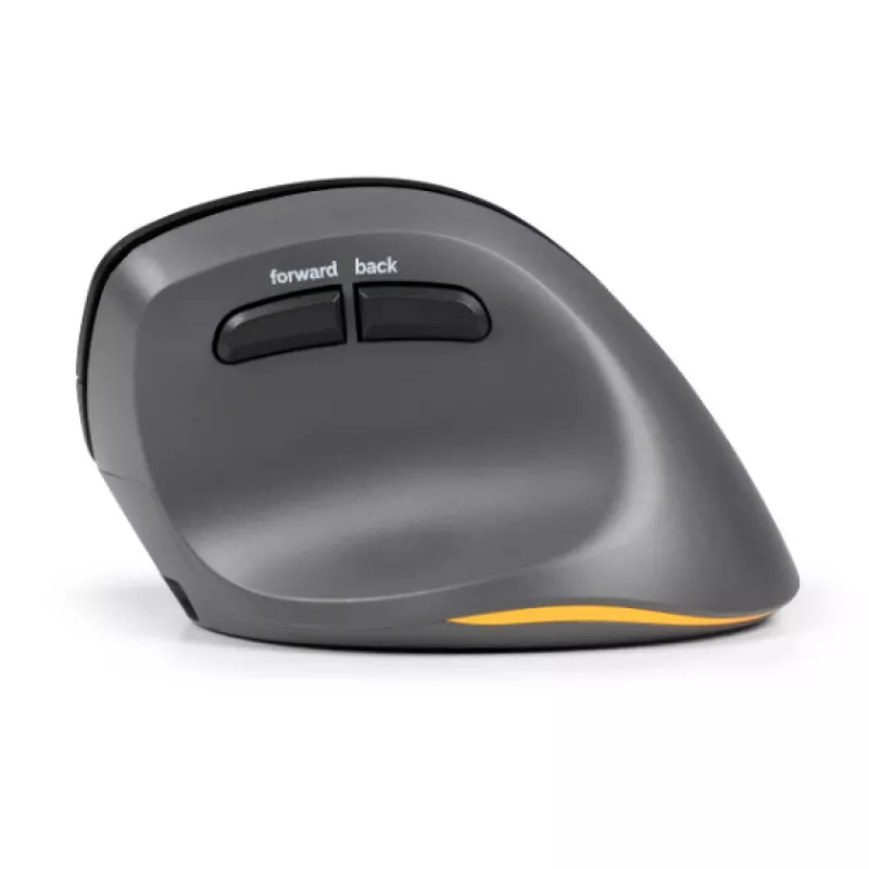 BakkerElkhuizen PRF Pro Maus Rechts, Rechtshänder, Vertikales Design, Optisch, RF Wireless + Bluetooth + USB Typ-C, 2400 DPI, Schwarz, Grau