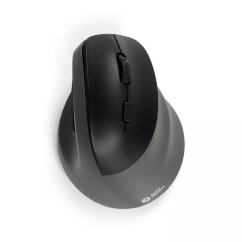 BakkerElkhuizen PRF Pro Maus Rechts, Rechtshänder, Vertikales Design, Optisch, RF Wireless + Bluetooth + USB Typ-C, 2400 DPI, Schwarz, Grau