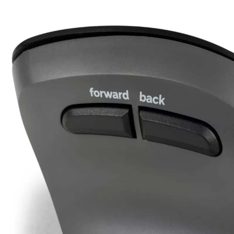 BakkerElkhuizen PRF Pro Maus Rechts, Rechtshänder, Vertikales Design, Optisch, RF Wireless + Bluetooth + USB Typ-C, 2400 DPI, Schwarz, Grau